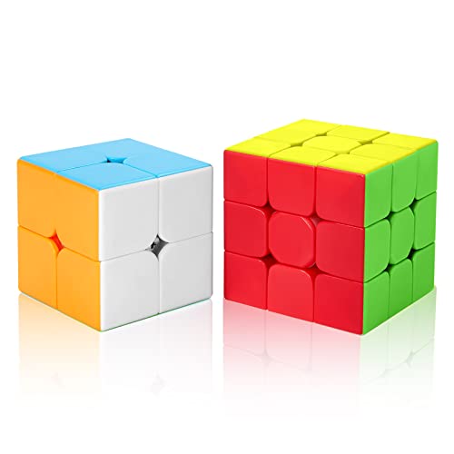 ROXENDA Speed Cube Set, Cubos de Velocidad 2x2 3x3, Fácil de Tornear y Liso Jugar, Cubo de Velocidad para Principiantes y Pro, Stickerless