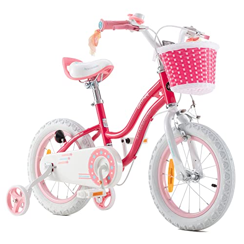 RoyalBaby Bicicleta de Niño niña Stargirl Ruedas auxiliares Bicicletas Infantiles Bicicleta para niños 18 Pulgadas Pink