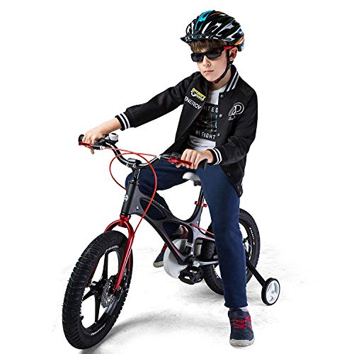 RoyalBaby Bicicleta Infantil para niños y niñas Bicicletas Infantiles Space Shuttle Ruedas auxiliares Bicicleta para niños Magnesio Bicicleta de Niño 18 Pulgadas Negro