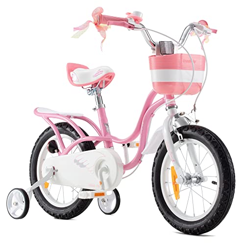 RoyalBaby Bicicleta para niños niña Little Swan Ruedas auxiliares Bicicletas Infantiles Bicicleta de Niño 16 Pulgadas Pink