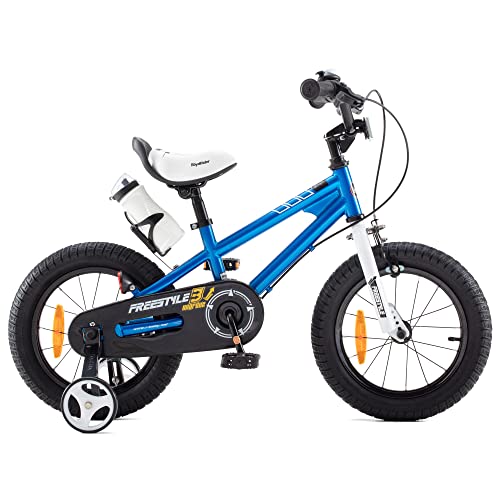 RoyalBaby Bicicletas Infantiles niña niño Freestyle BMX Ruedas auxiliares Bicicleta para niños 18 Pulgadas Azul