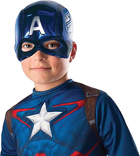 Rubies 640833M Disfraz oficial de Marvel Avengers Capitán América de lujo para niños, de 5 a 6 años, altura 116 cm + Avengers-39217 Mascara Capitan America Avengers Inf, Multicolor, Talla única