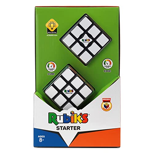 Rubik's- Rubik’s Solving Puzzles, For Beginners Starter Pack, The Original 3x3 Cube and Edge Classic Rompecabezas de resolución de Problemas, para Principiantes, Color (spin Master Toys UK 6063509)