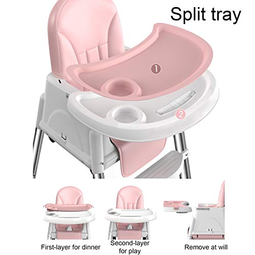 Rubyu-123 Trona para Bebes Silla Alta de Bebé, Compacta, Bandeja Extraíble Ajustable en Altura y Plegable, Trona de Bebe con Cojin, para Niños y Niñas de 6 Meses a 3 Años