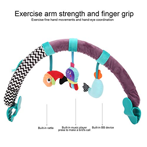 RUIRUIY Juguetes de Lazo para bebé - Bonitos Juguetes de Tela de Bosque con pájaros, Juguetes de Viaje para bebés, Barra de Actividades con Lazo para Cochecito, portabebés o Cuna, 0+ Meses(02)