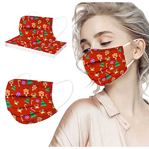 RUITOTP 50PC Adulto Desechables Navidad 3 Capas Tela no tejida Surtidos Moda Colores, agradable a la piel y cómodo Adecuado para Trabajo, Actividades al Aire Libre, Fiesta (01#D, 50PC)