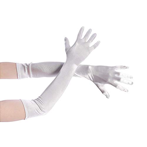 Ruiuzi Long Flapper Evening Opera Bodas Guantes de satén Guantes de los años 20 Longitud del codo 15 '/ 21' para mujeres (21 Inches-blanco)