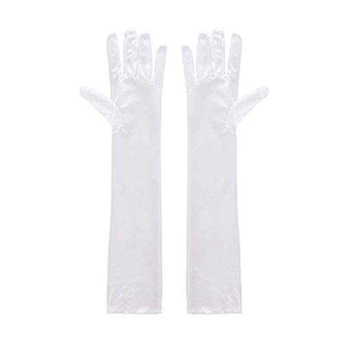 Ruiuzi Long Flapper Evening Opera Bodas Guantes de satén Guantes de los años 20 Longitud del codo 15 '/ 21' para mujeres (21 Inches-blanco)