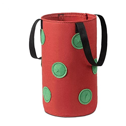 Runfun Fresa Crecer Bolsa Bolso Colgante de la Planta de contenedores Transpirable Tejido 13 Agujeros con Asas para Flores de Las Frutas Verduras Rojas