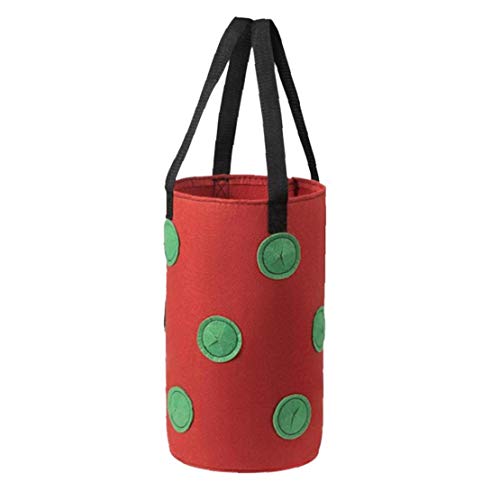 Runfun Fresa Crecer Bolsa Bolso Colgante de la Planta de contenedores Transpirable Tejido 13 Agujeros con Asas para Flores de Las Frutas Verduras Rojas