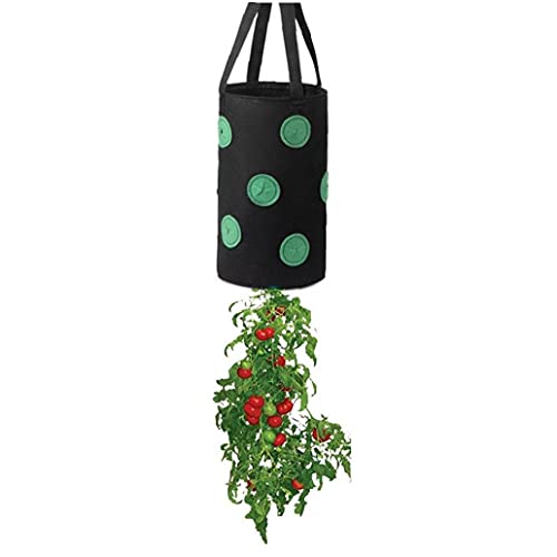 Runfun Fresa Crecer Bolsa Bolso Colgante de la Planta de contenedores Transpirable Tejido 13 Agujeros con Asas para Frutas Verduras Flores Negras