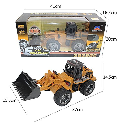 s-idee® Huina 1520 Rc - Excavadora de ruedas (escala 1:18, con pala giratoria de 2,4 GHz)