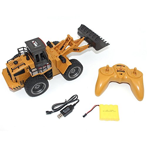 s-idee® Huina 1520 Rc - Excavadora de ruedas (escala 1:18, con pala giratoria de 2,4 GHz)