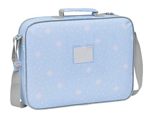 Safta 612015385 Bolso Maletín cartera extraescolares Frozen II, Azul Claro/Plata