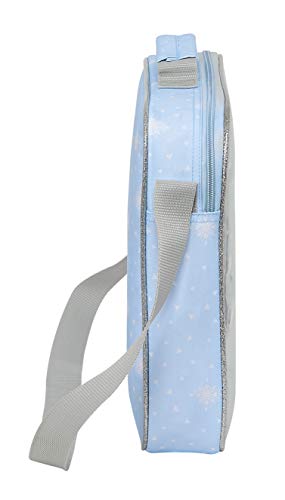 Safta 612015385 Bolso Maletín cartera extraescolares Frozen II, Azul Claro/Plata