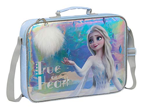 Safta 612015385 Bolso Maletín cartera extraescolares Frozen II, Azul Claro/Plata