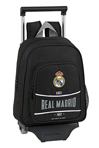 safta 612024020 Mochila pequeña Ruedas, Carro, Trolley Real Madrid CF, Negro