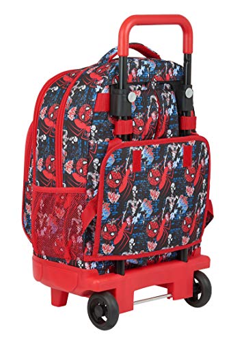 Safta 612143918 Mochila Escolar con Carro Incluido y Espalda Acolchada de SpiderMan Go Hero, 330x220x450mm, negro/rojo