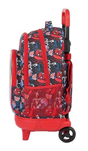 Safta 612143918 Mochila Escolar con Carro Incluido y Espalda Acolchada de SpiderMan Go Hero, 330x220x450mm, negro/rojo