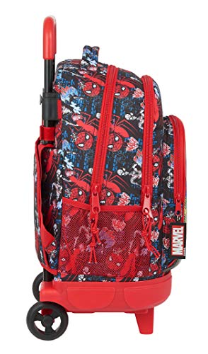 Safta 612143918 Mochila Escolar con Carro Incluido y Espalda Acolchada de SpiderMan Go Hero, 330x220x450mm, negro/rojo