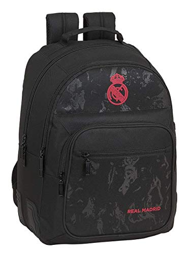 safta 612157773 Mochila doble escolar con cantoneras adaptable a carro Real Madrid CF