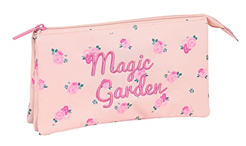 Safta 842128744 Portatodo triple Magic Garden, Rosa, Talla única