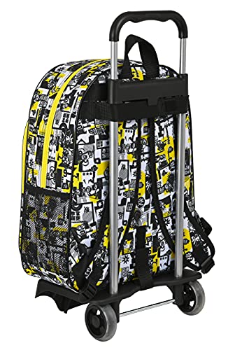 Safta Mochila Escolar con Carro 905 de Minions, 330x140x420 mm, Blanco/Negro/Amarillo