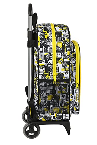 Safta Mochila Escolar con Carro 905 de Minions, 330x140x420 mm, Blanco/Negro/Amarillo