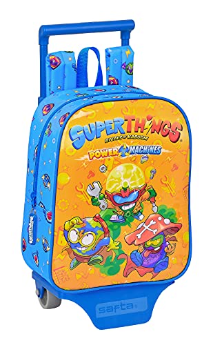 Safta Mochila Guardería con Carro Superthings Serie 7, 220x100x270 mm, Azul/Multicolor