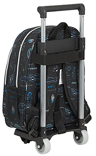 Safta Mochila Infantil de Batman Bat-Tech con Carro 705, 270x100x330 mm, Negro