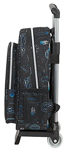 Safta Mochila Infantil de Batman Bat-Tech con Carro 705, 270x100x330 mm, Negro