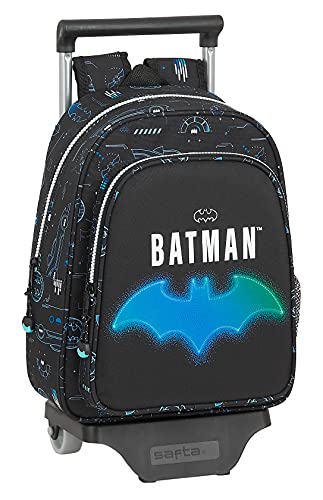 Safta Mochila Infantil de Batman Bat-Tech con Carro 705, 270x100x330 mm, Negro