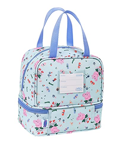 Safta Portameriendas Termo Peppa Pig Urban Farmer, 200x150x200 mm, Azul Claro/Multicolor