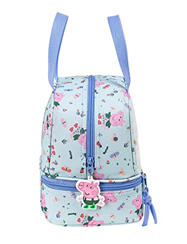 Safta Portameriendas Termo Peppa Pig Urban Farmer, 200x150x200 mm, Azul Claro/Multicolor