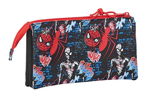 Safta Portatodo Triple de SpiderMan Go Hero, 220x30x120mm, Negro/Rojo, M (M744)