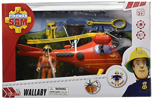 Sam el bombero - Wallaby, helicóptero con Figura y Accesorios, Color Rojo y Amarillo (Simba 9251661)