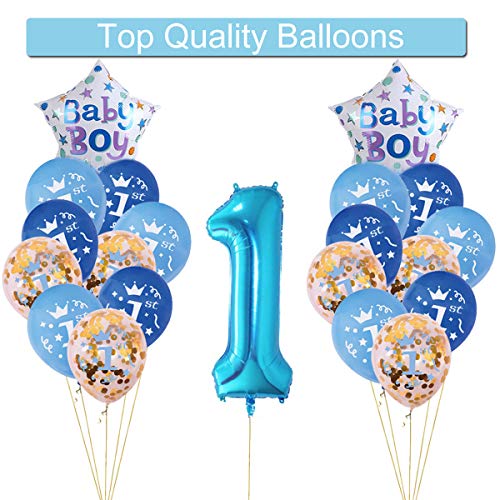 sancuanyi 1er Cumpleaños Bebe Globos Decoracion, Cumpleaños 1 Año Bebe Niño, Globos Numeros 1 Decoracion, Azul Decoración de cumpleaños para niños de 1 año