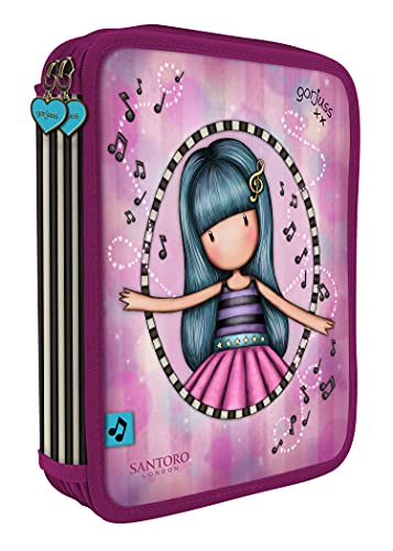 SANTORO Estuche Escolar Doble Grande con 46 Piezas Gorjuss Dancing Among The Stars, 181x232x40 mm, Rosa