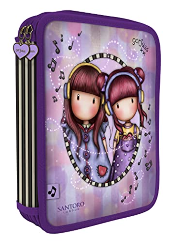 SANTORO Estuche Escolar Doble Grande con 46 Piezas Gorjuss The Duet, 181x232x40 mm