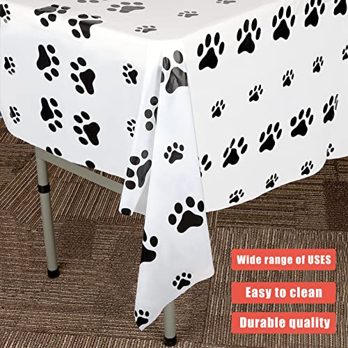 SAVITA 2 Piezas 137x274cm Mantel de Pata de Perro, Plástico PE Lavable Decoración de Mesa de Fiesta de Cachorro Bonito Mantel con Estampado de Pata para Fiesta Temática de Perro Cumpleaños de Niños