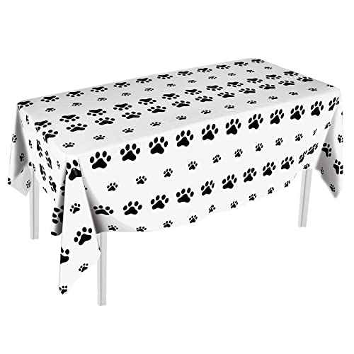 SAVITA 2 Piezas 137x274cm Mantel de Pata de Perro, Plástico PE Lavable Decoración de Mesa de Fiesta de Cachorro Bonito Mantel con Estampado de Pata para Fiesta Temática de Perro Cumpleaños de Niños