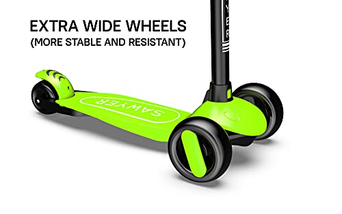 Sawyer - Patinete Ajustable Ruedas LED - Niños 2 a 8 Años (Verde)