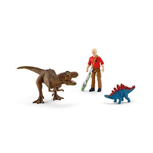 Schleich 41465 Juego de dinosaurios - Tiranosaurio Rex ataque, juguetes a partir de 4 años