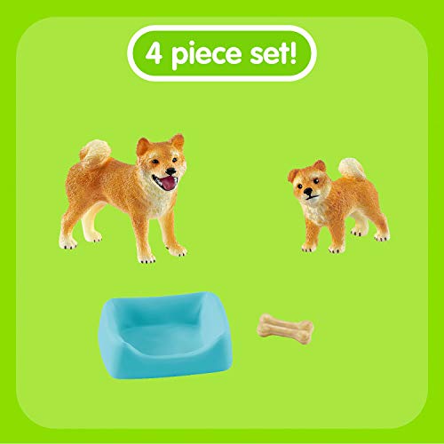 Schleich 42479 Farm World Play Set - madre y cachorro de Shiba Inu, juguetes a partir de 3 años