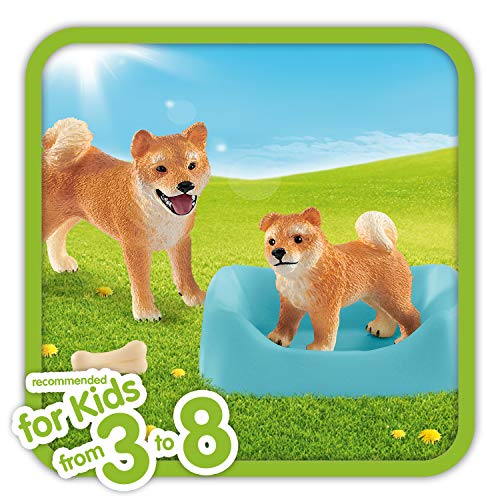 Schleich 42479 Farm World Play Set - madre y cachorro de Shiba Inu, juguetes a partir de 3 años