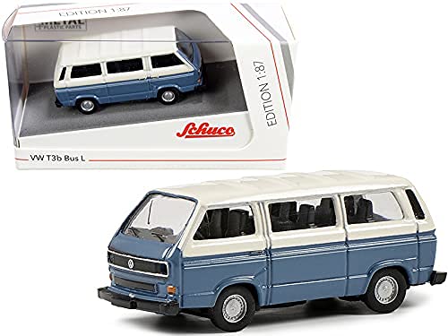 Schuco VW T3a Bus L-Coche a Escala 1:87, Color Azul y Blanco (452650900)