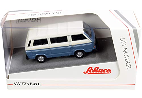 Schuco VW T3a Bus L-Coche a Escala 1:87, Color Azul y Blanco (452650900)