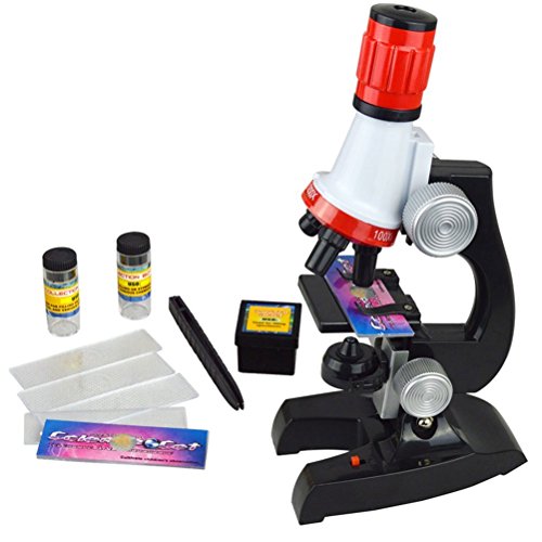 Science Microscope Kit for Children 100x 400x 1200x Refined Scientific Instruments Toy Set for Early Education by AOSHIJIE