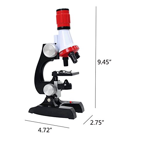 Science Microscope Kit for Children 100x 400x 1200x Refined Scientific Instruments Toy Set for Early Education by AOSHIJIE