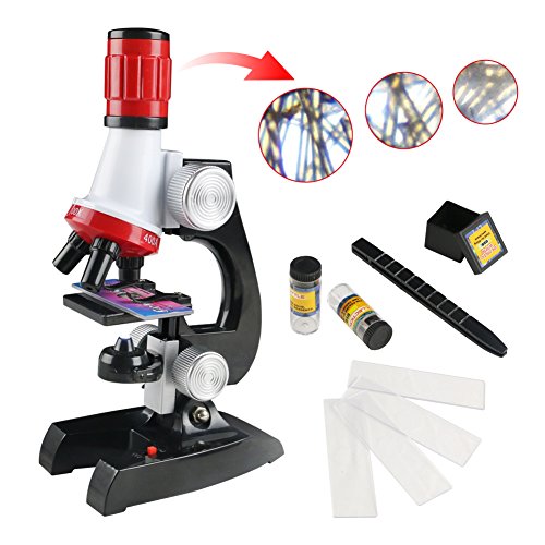 Science Microscope Kit for Children 100x 400x 1200x Refined Scientific Instruments Toy Set for Early Education by AOSHIJIE